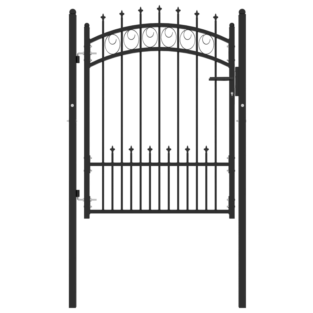 Vidaxl hekpoort emmen met stalen pinnen 104x109,5 cm zwart