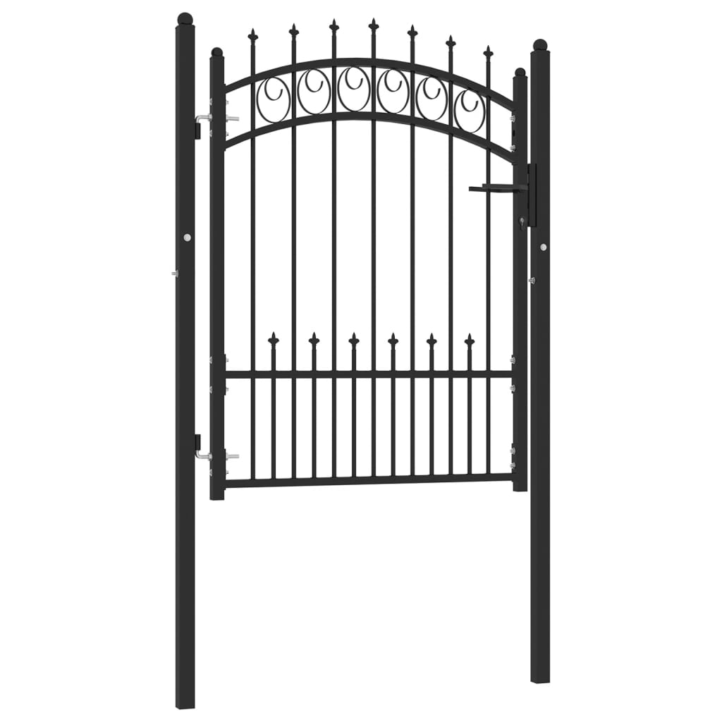 Vidaxl hekpoort emmen met stalen pinnen 104x109,5 cm zwart