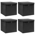 Vidaxl opbergboxen met deksel 4 st 32x32x32 cm stof zwart