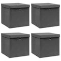 Vidaxl opbergboxen met deksel 4 st 32x32x32 cm stof grijs