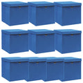 Vidaxl opbergboxen met deksel 10 st 32x32x32 cm stof blauw
