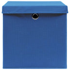 Vidaxl opbergboxen met deksel 10 st 32x32x32 cm stof blauw