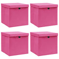 Vidaxl opbergboxen met deksel 4 st 32x32x32 cm stof roze