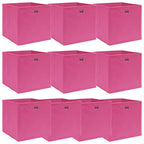 Vidaxl opbergboxen 10 st 32x32x32 cm stof roze