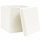 Vidaxl opbergboxen met deksel 4 st 32x32x32 cm stof wit