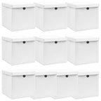 Vidaxl opbergboxen met deksel 10 st 32x32x32 cm stof wit