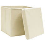 Vidaxl opbergboxen met deksel 4 st 32x32x32 cm stof crèmekleurig