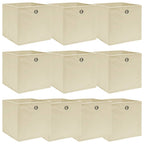 Vidaxl opbergboxen 10 st 32x32x32 cm stof crèmekleurig