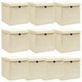 Vidaxl opbergboxen met deksel 10 st 32x32x32 cm stof crèmekleurig