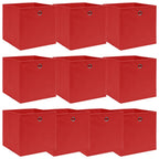 Vidaxl opbergboxen 10 st 32x32x32 cm stof rood