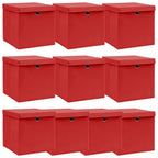 Vidaxl opbergboxen met deksel 10 st 32x32x32 cm stof wit