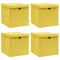Vidaxl opbergboxen met deksel 4 st 32x32x32 cm stof geel