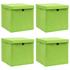 Vidaxl opbergboxen met deksel 4 st 32x32x32 cm stof groen