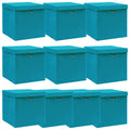 Vidaxl opbergboxen met deksel 10 st 32x32x32 cm stof babyblauw