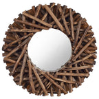 Vidaxl wandspiegel rond 40 cm teakhout