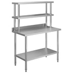 Vidaxl keukenwerktafel met bovenschap 120x60x150 cm roestvrij staal