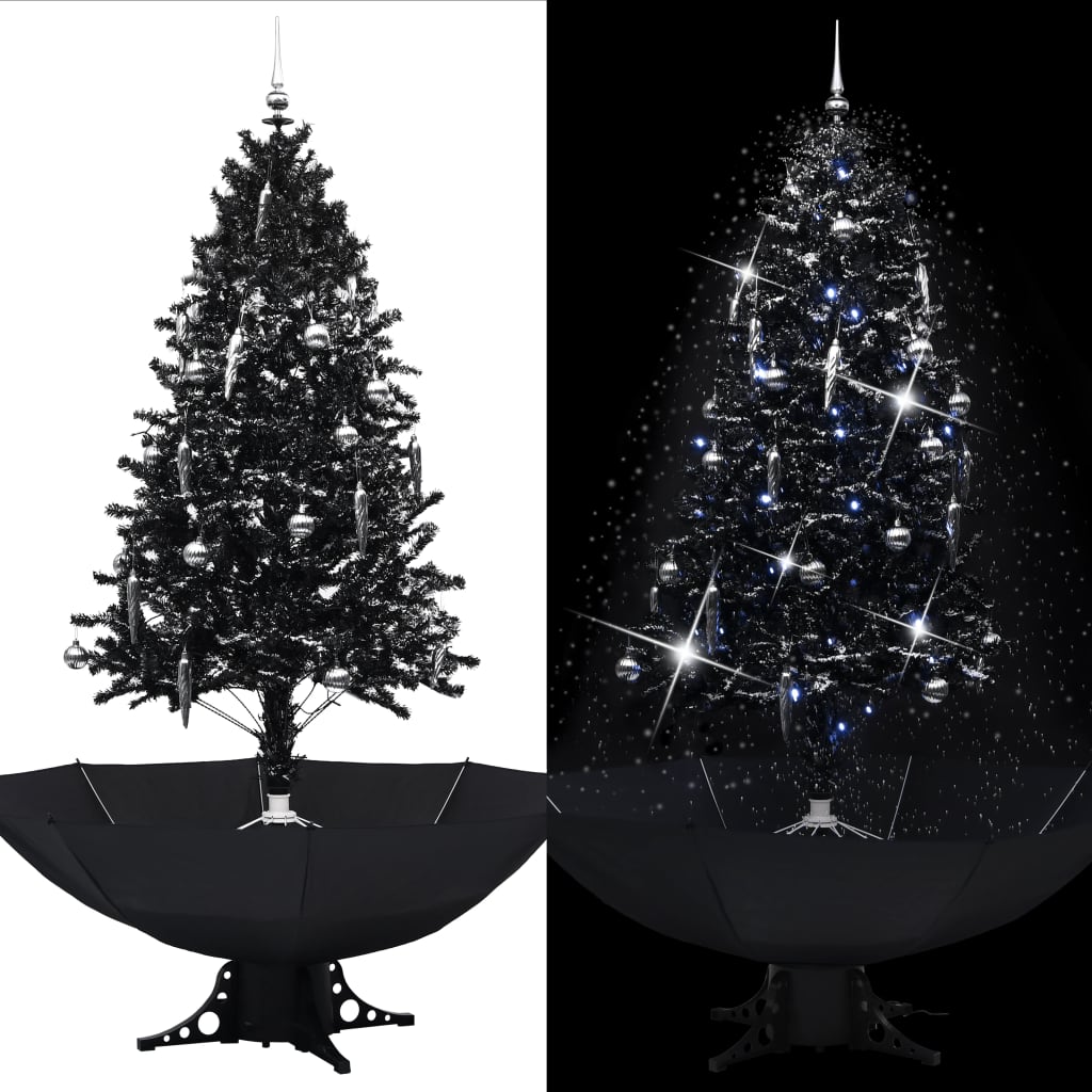 Vidaxl kerstboom sneeuwend met paraplubasis 190 cm pvc zwart