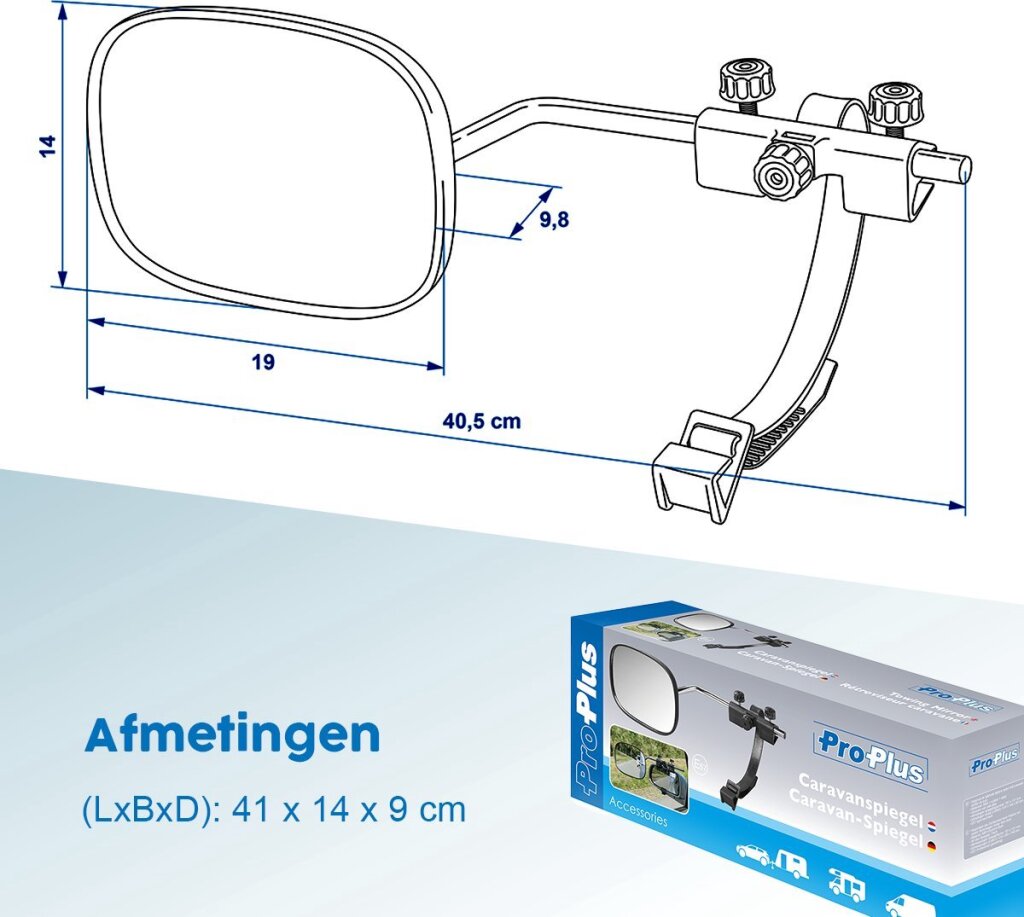 ProPlus - ProPlus caravanspiegel vlak glas 410x140x190 mm