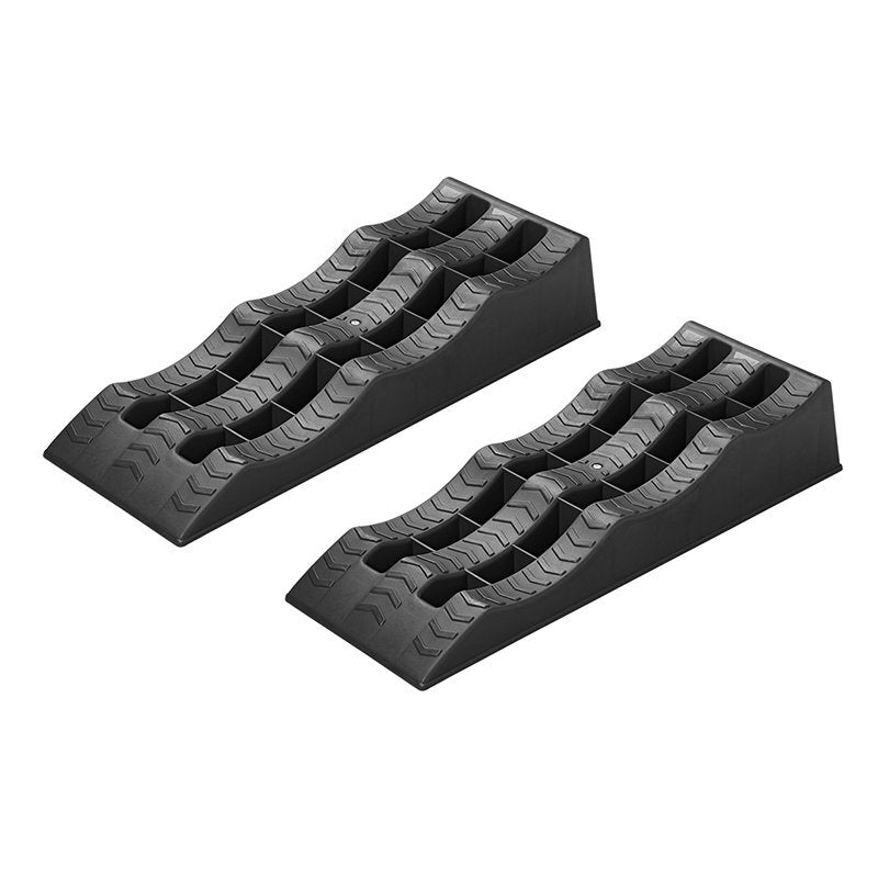 ProPlus - ProPlus oprijblok zwart set van 2 stuks lichtgewicht kunststof 61x21.3x12cm 3 niveaus: 4 7 en 10 cm