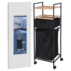 Bathroom solutions opbergrek met 2 schappen en wasmand 109 cm bamboe
