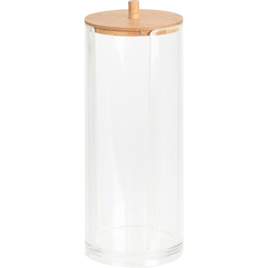 Eleganza wattenschijfjes container 7x19 cm bamboe transparant