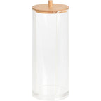 Eleganza wattenschijfjes container 7x19 cm bamboe transparant