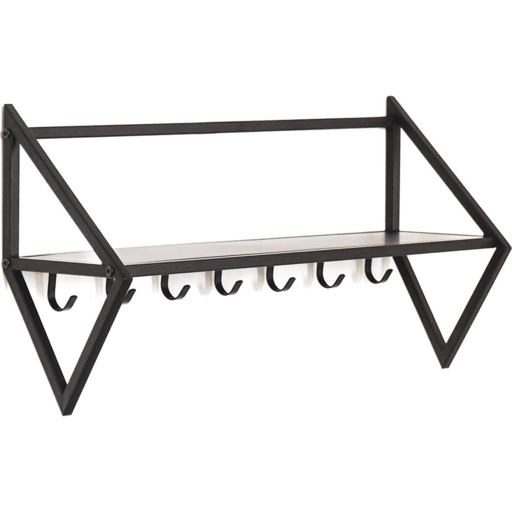 Overige merken housevitamin wandkapstok met 7 haken 71.5x21.7x36 cm zwart metaal