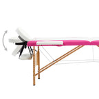 Vidaxl massagetafel inklapbaar 2 zones hout wit en roze