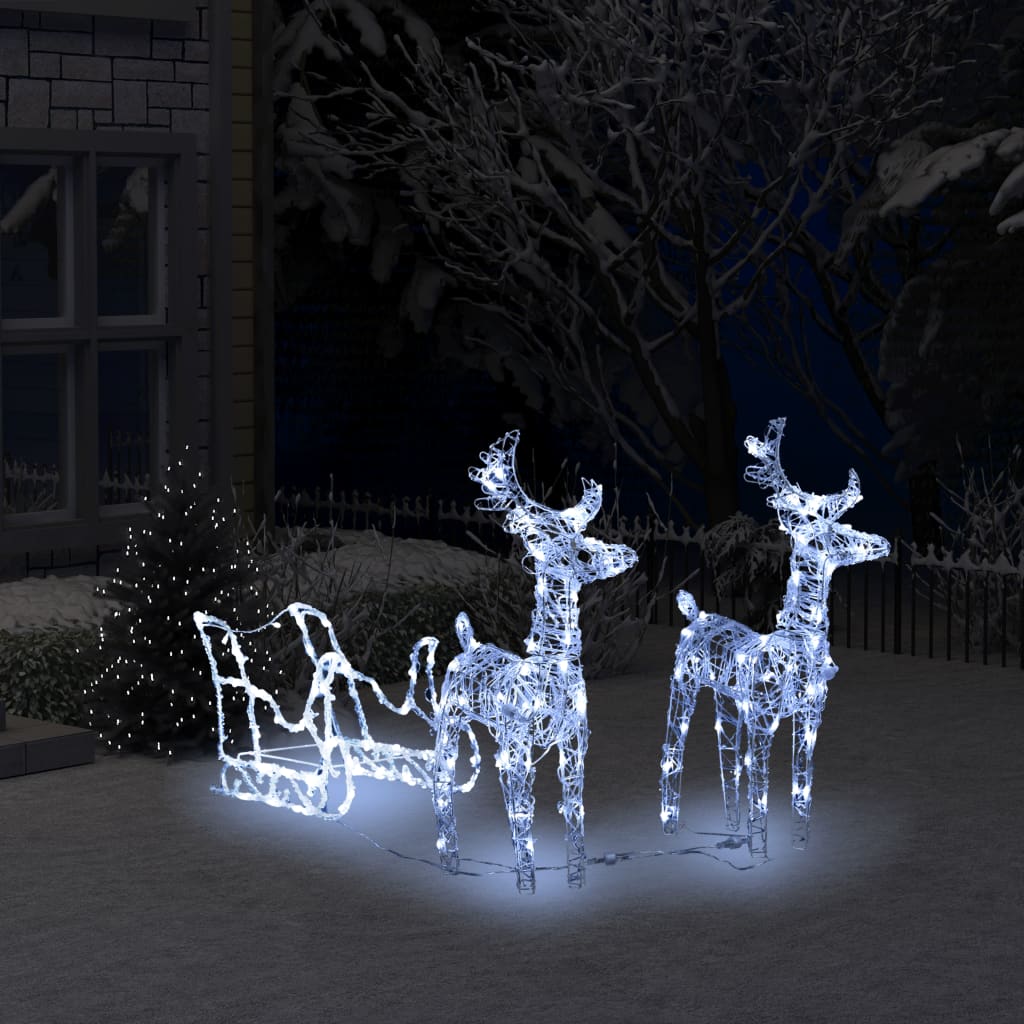 Vidaxl kerstversiering rendieren en slee 160 led's 130 cm acryl
