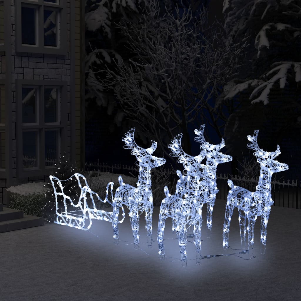 Vidaxl kerstdecoratie rendieren en slee 280x28x55 cm acryl