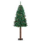 Vidaxl kerstboom met echt hout en dennenappels smal 150 cm pvc groen