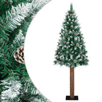 Vidaxl kerstboom met echt hout en sneeuw smal 150 cm groen