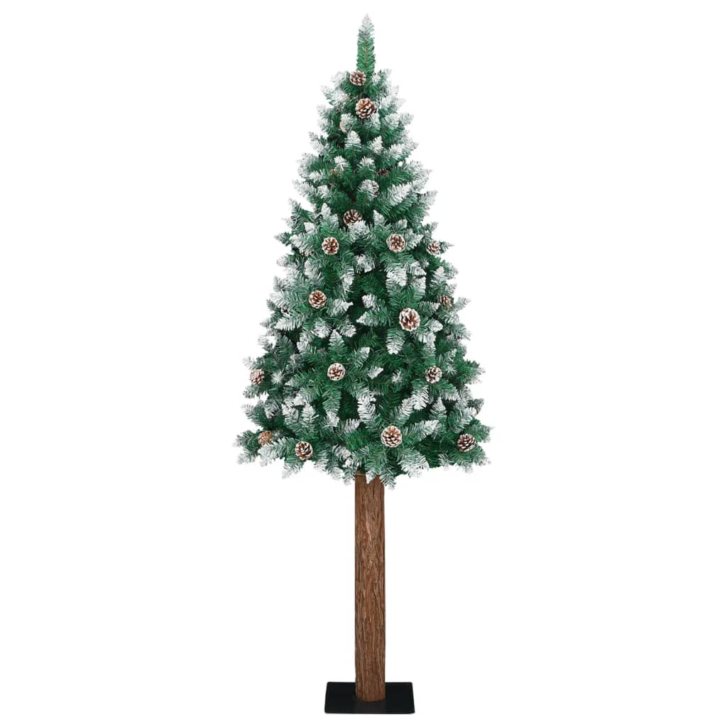 Vidaxl kerstboom met echt hout en sneeuw smal 150 cm groen