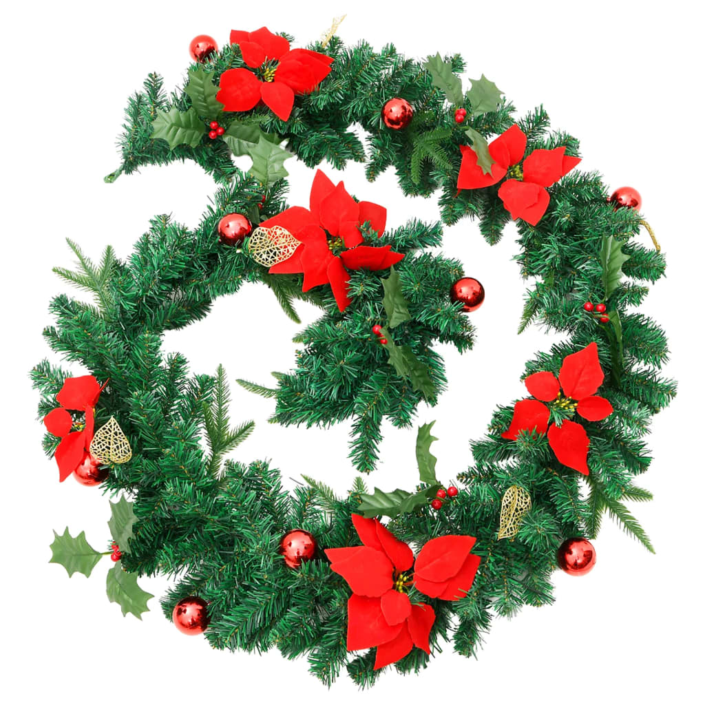 VidaXL Kerstslinger met LED-lampjes 2,7 m PVC groen