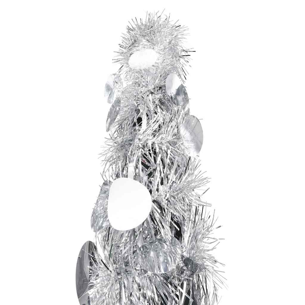 Vidaxl kunstkerstboom pop-up 120 cm pet zilverkleurig