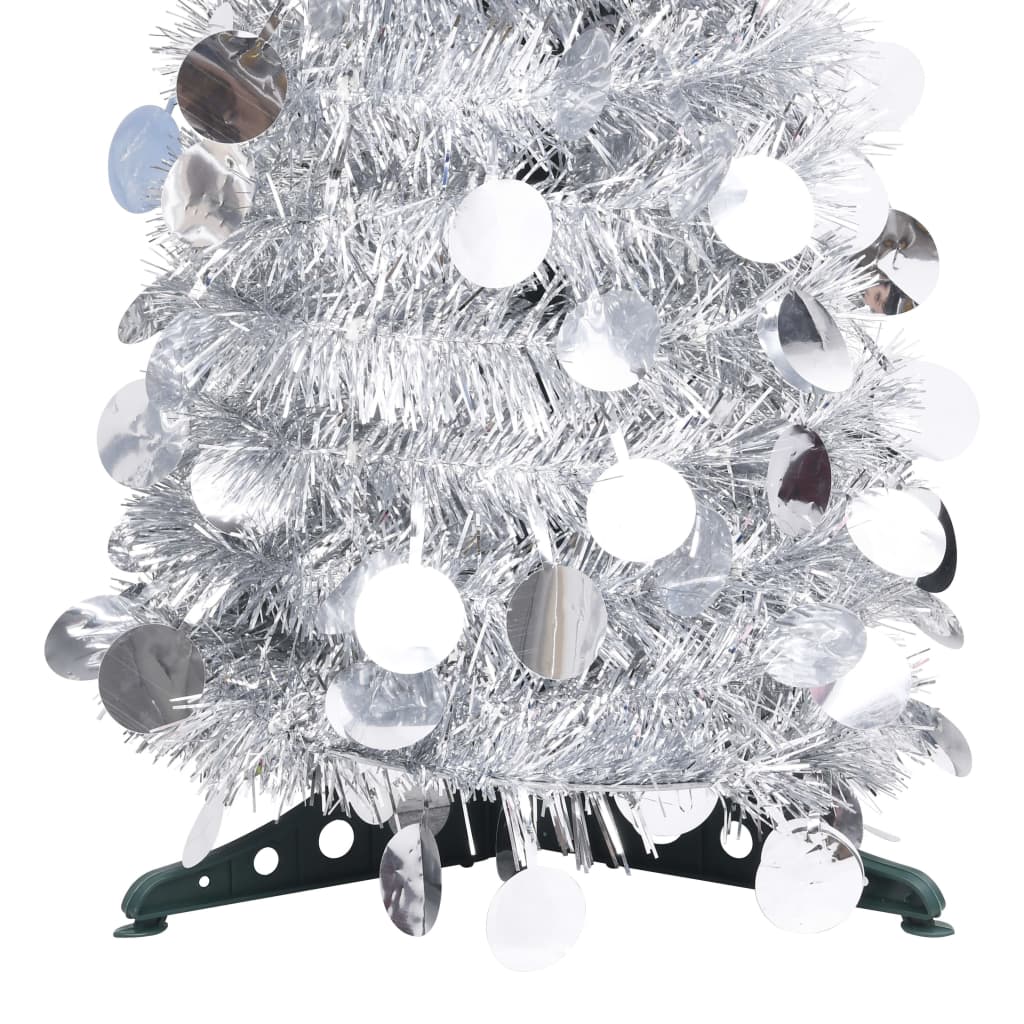 Vidaxl kunstkerstboom pop-up 150 cm pet zilverkleurig
