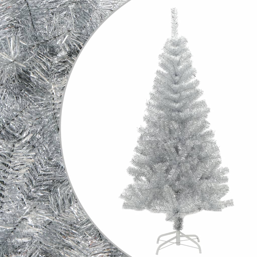 VidaXL Kunstkerstboom met standaard 150 cm PET zilverkleurig