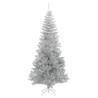 VidaXL Kunstkerstboom met standaard 210 cm PET zilverkleurig