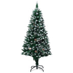 Vidaxl kunstkerstboom met dennenappels en witte sneeuw 150 cm