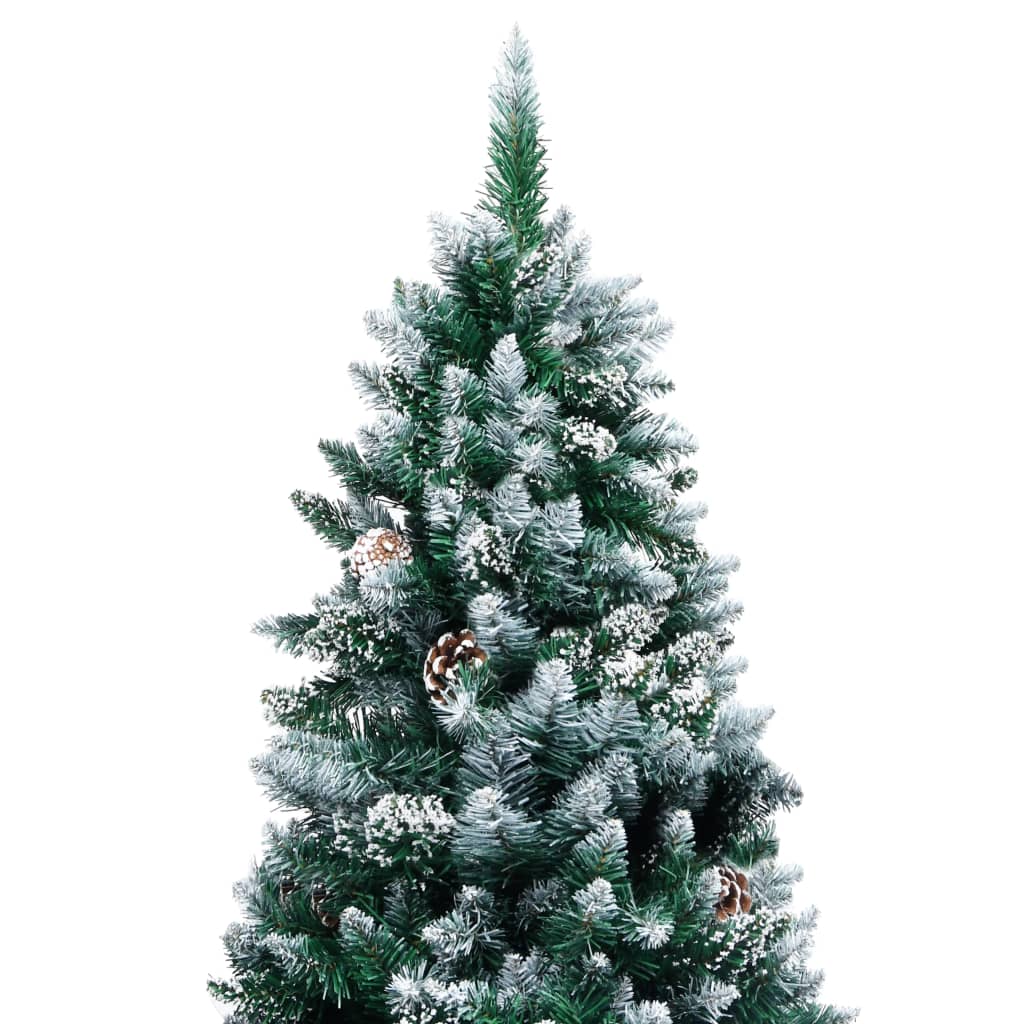 Vidaxl kunstkerstboom met dennenappels en witte sneeuw 210 cm