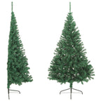 Vidaxl kunstkerstboom met standaard half 210 cm pvc groen