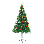 Vidaxl kunstkerstboom met verlichting en kerstballen 180 cm groen