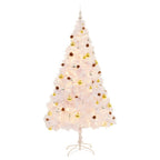 Vidaxl kunstkerstboom met verlichting en kerstballen 210 cm wit