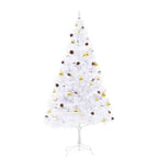 Vidaxl kunstkerstboom met verlichting en kerstballen 210 cm wit