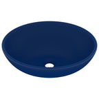 Vidaxl wastafel ovaal 40x33 cm keramiek mat donkerblauw
