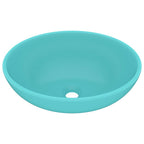 Vidaxl wastafel ovaal 40x33 cm keramiek mat lichtgroen