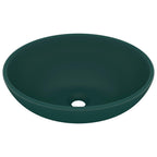Vidaxl wastafel ovaal 40x33 cm keramiek mat donkergroen