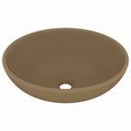 Vidaxl wastafel ovaal 40x33 cm keramiek matcrème