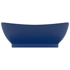 Vidaxl wastafel met overloop ovaal 58,5x39 cm keramiek mat donkerblauw