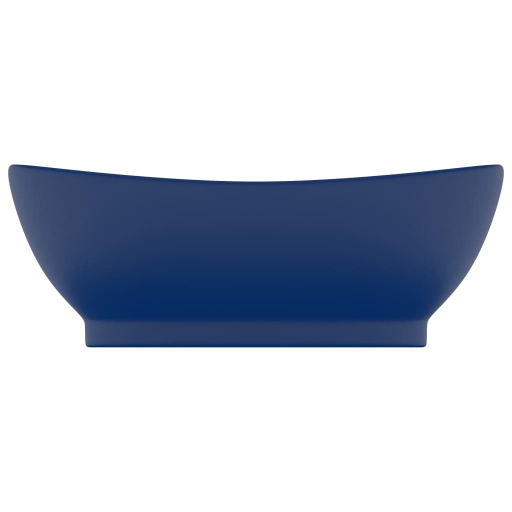 Vidaxl wastafel met overloop ovaal 58,5x39 cm keramiek mat donkerblauw